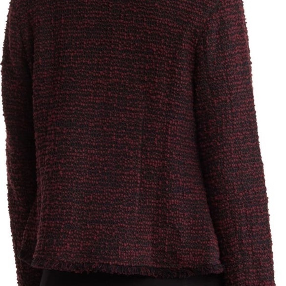 LAUNDRY by Shelli Segal boucle fringe trim open front crop blazer sz XL gorpcore - Picture 2 of 11